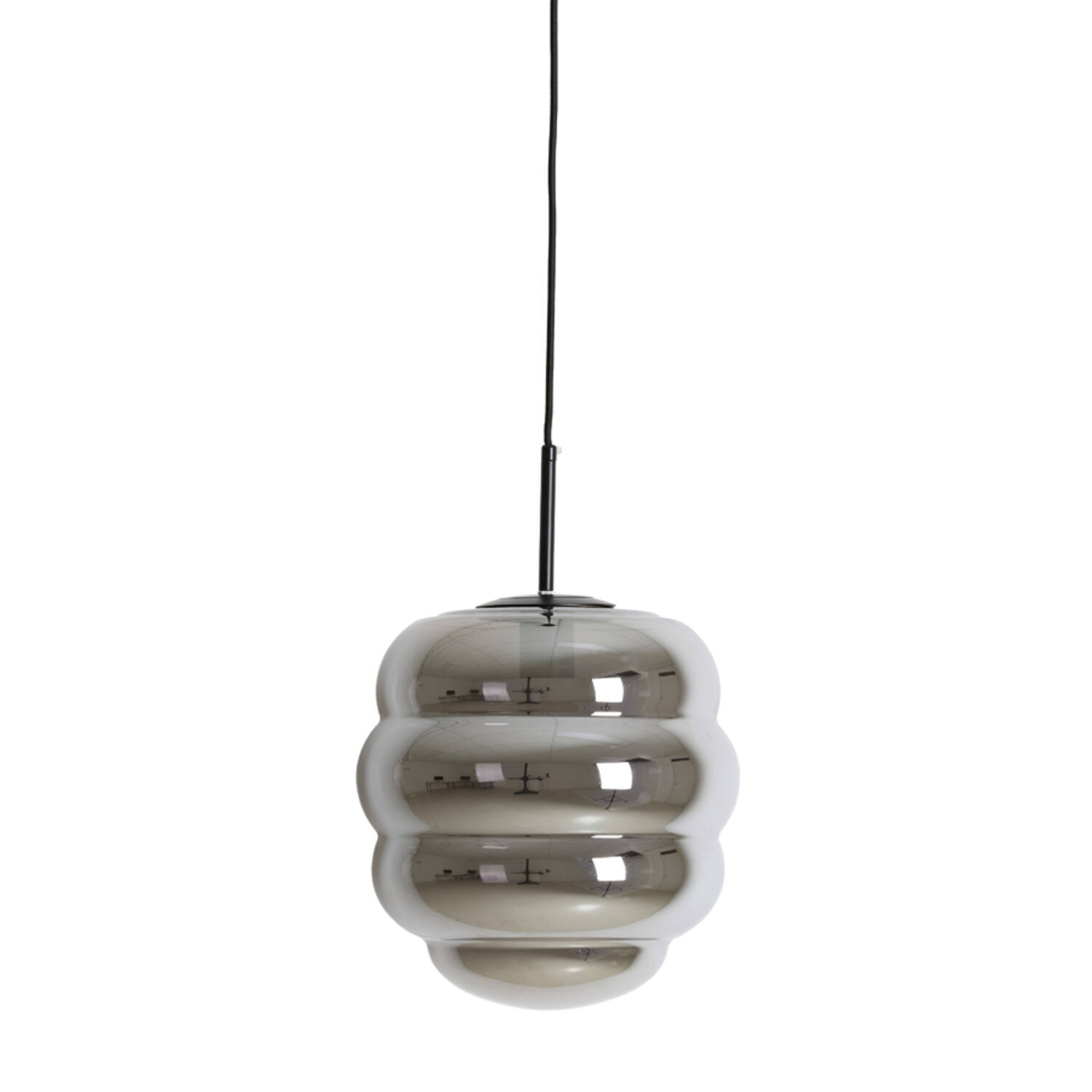 Hanging lamp Ø30x37 cm MISTY smoked glass+matt black