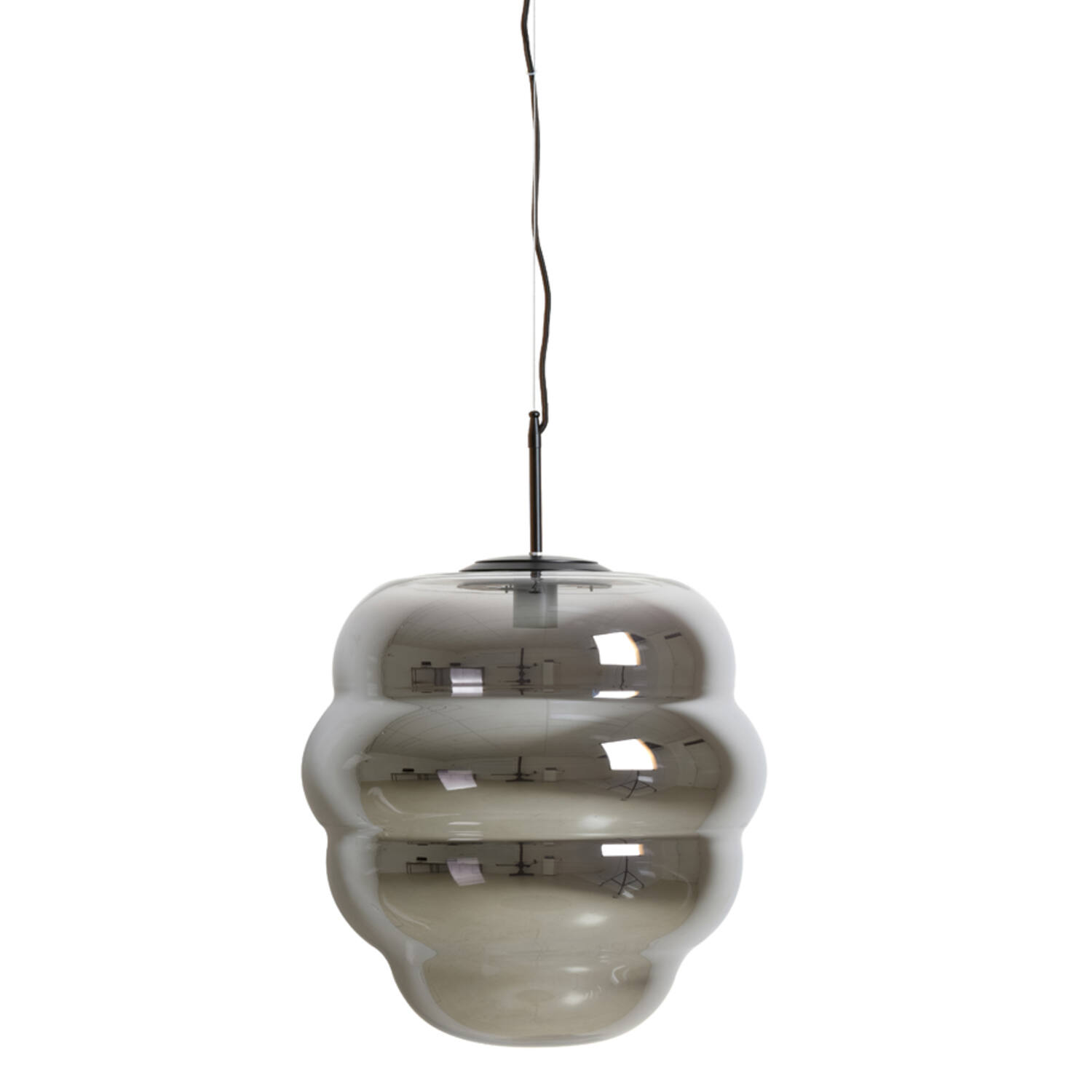 Hanging lamp Ø45x48 cm MISTY smoked glass+matt black