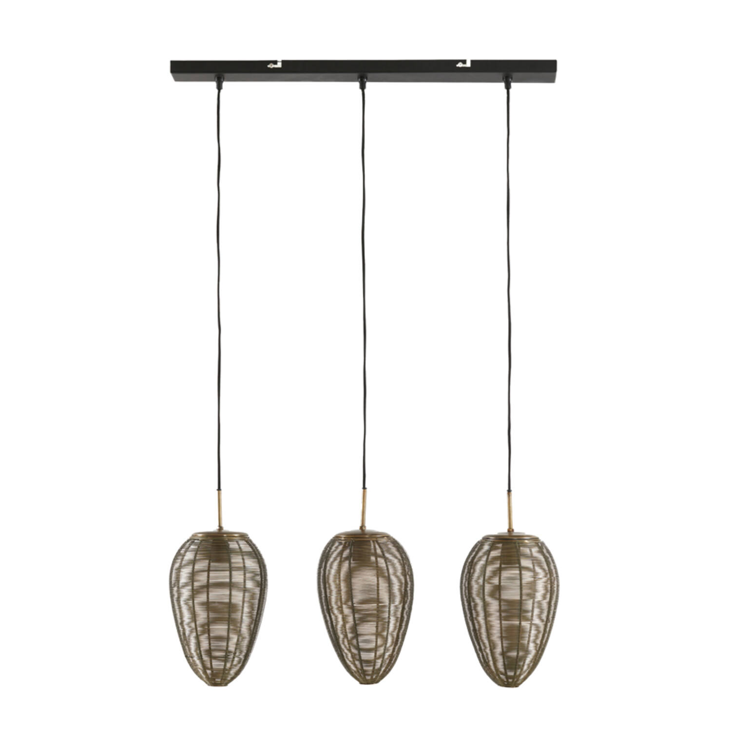 Hanging lamp 3L 80x20x33 cm YAELLE ant bronze+matt blck