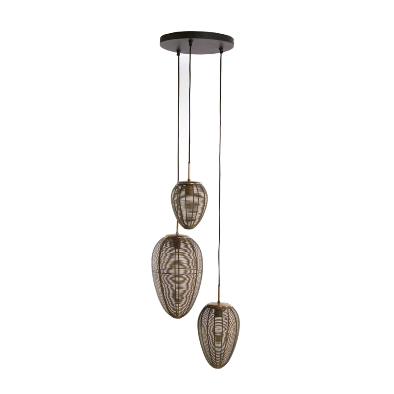 Hanging lamp 3L Ø36x97 cm YAELLE antique bronze+matt black