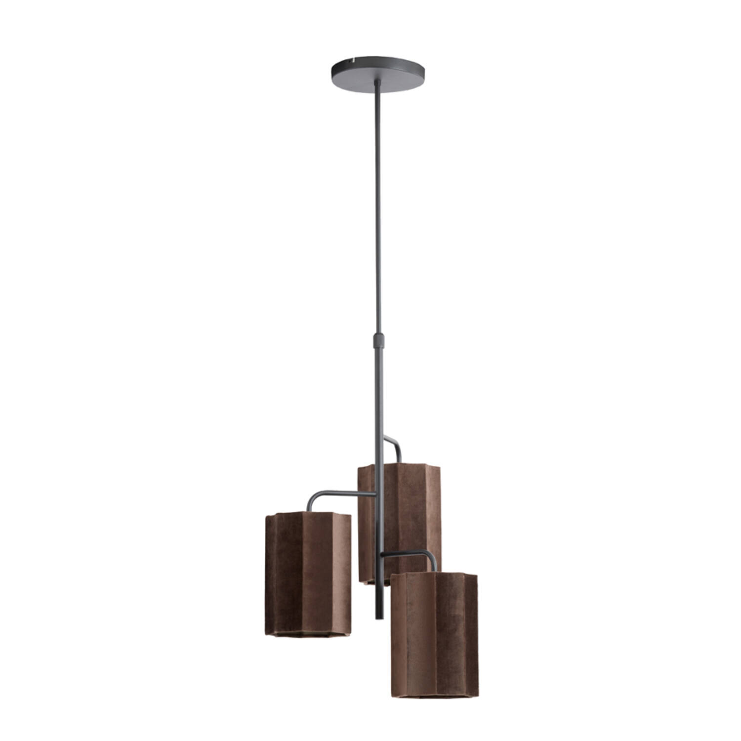 Hanging lamp 3L Ø48x25 cm EDISA velvet dark brown+matt black