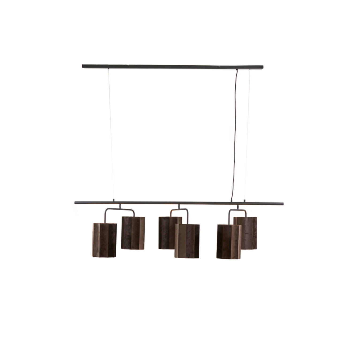 Hanging lamp 6L 160x50x25 cm EDISA velvet d brown+matt black