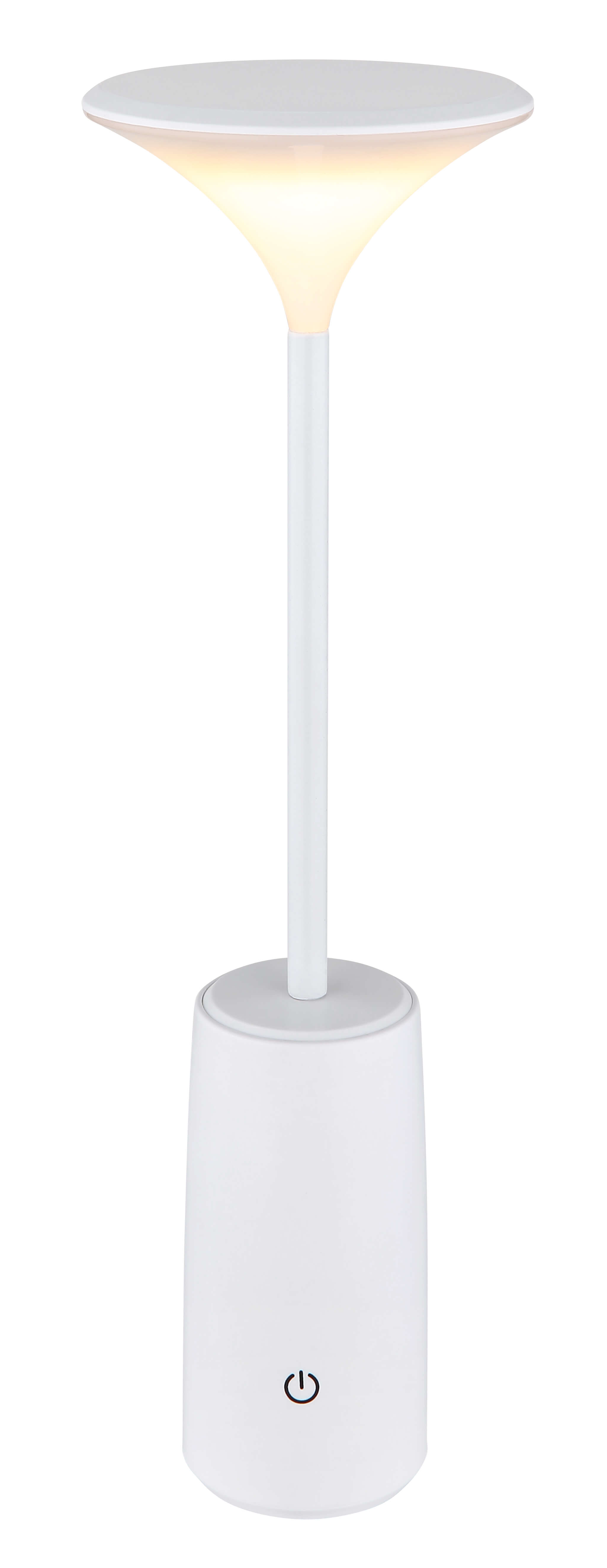 Table lamp Globo Quirin rechargeable Ø10cm, ↕:33,6cm, 1,2W, white/opal