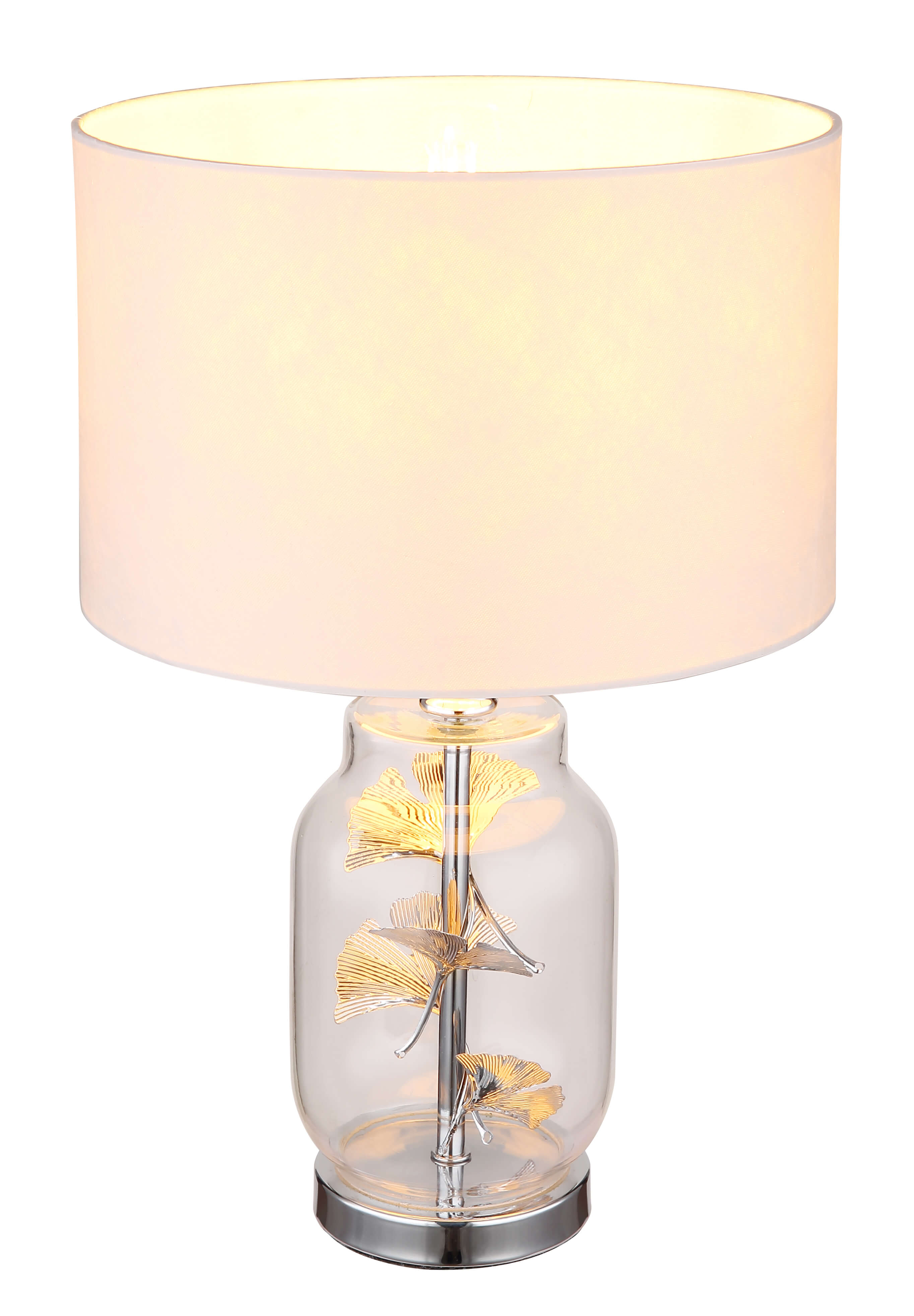 Table lamp Globo Ginko Ø25cm, ↕:38cm, 1xE27, clear/chrome/white