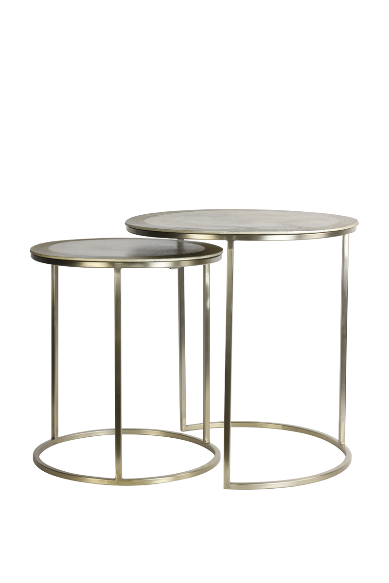 Side table S/2 Ø40x45+Ø50x52 cm TALCA light gold